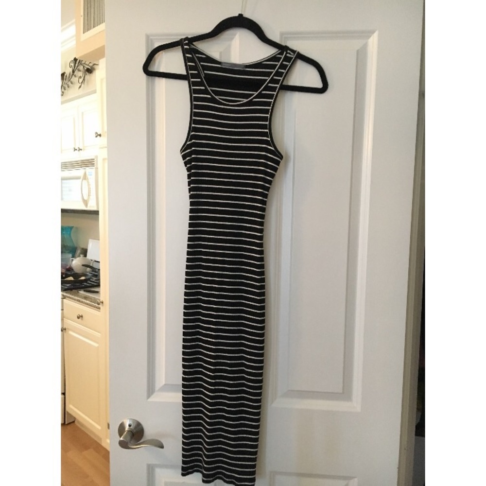 Black and white striped midi dress